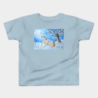 Wolf Moon gazing Kids T-Shirt